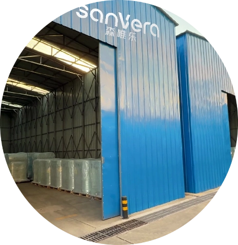 PE film warehouse at Sanvera Hygiene for hygiene product material storage