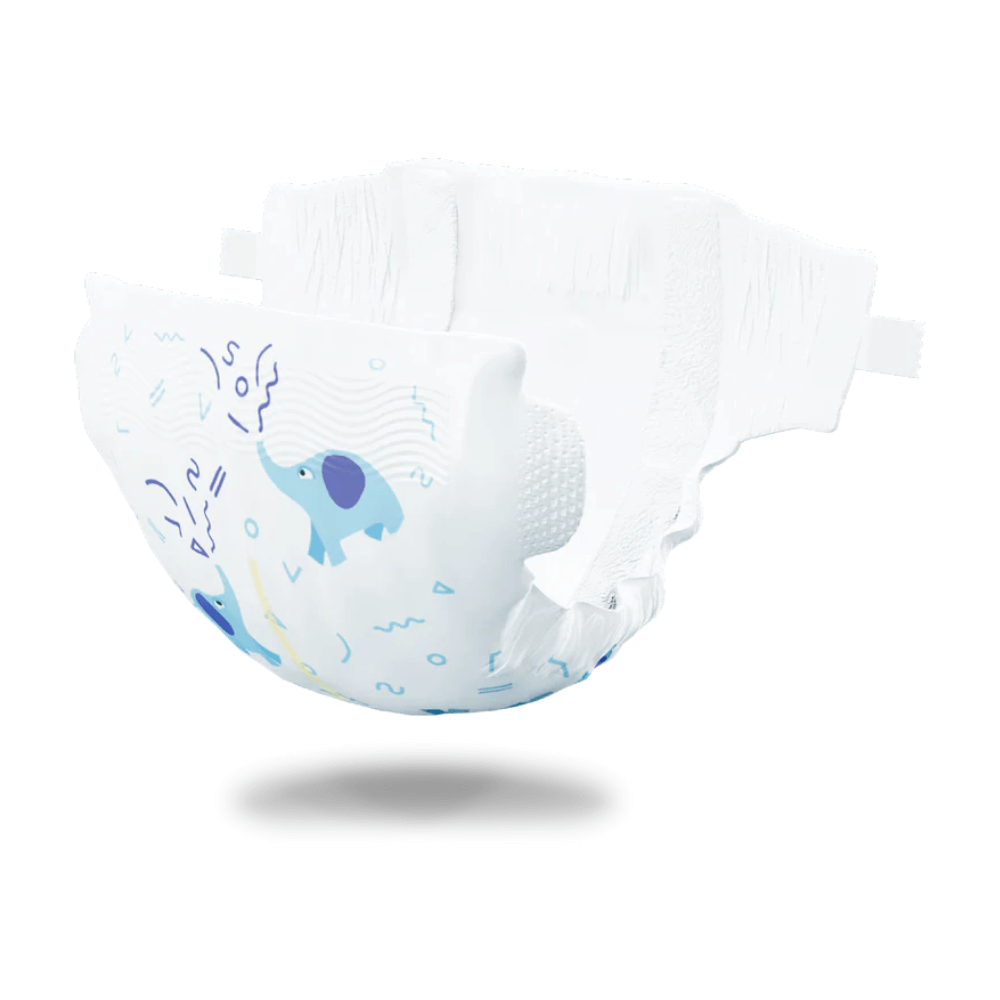 Soft and absorbent baby diaper with leak protection for newborns and toddlers